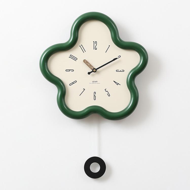 Orologio da parete Wozoom a forma di fiore, silenzioso, in stile crema, decorativo., Minimalist Beige, Minimalist Red, Swing Red With Second Hand, Swing Beige, Swing Red, Swing Green