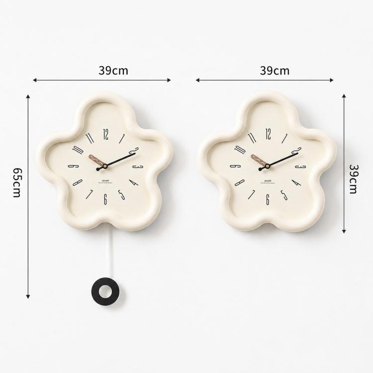 Orologio da parete Wozoom a forma di fiore, silenzioso, in stile crema, decorativo., Minimalist Beige, Minimalist Red, Swing Red With Second Hand, Swing Beige, Swing Red, Swing Green