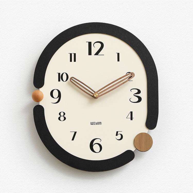 wozoom Orologio da parete ovale retrò, silenzioso, decorativo, al quarzo, Minimalist Black, 3D Design Aluminum Hands Brown, 3D Design Aluminum Hands Black, 3D Design Wooden Hands Black, 3D Design Wooden Hands Brown, 3D Design Wooden Hands Red          ...