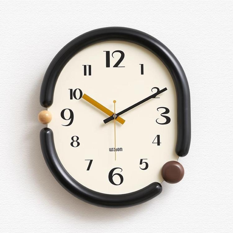 wozoom Orologio da parete ovale retrò, silenzioso, decorativo, al quarzo, Minimalist Black, 3D Design Aluminum Hands Brown, 3D Design Aluminum Hands Black, 3D Design Wooden Hands Black, 3D Design Wooden Hands Brown, 3D Design Wooden Hands Red          ...