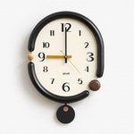wozoom Orologio da parete ovale retrò, silenzioso, decorativo, al quarzo, Minimalist Black, 3D Design Aluminum Hands Brown, 3D Design Aluminum Hands Black, 3D Design Wooden Hands Black, 3D Design Wooden Hands Brown, 3D Design Wooden Hands Red          ...