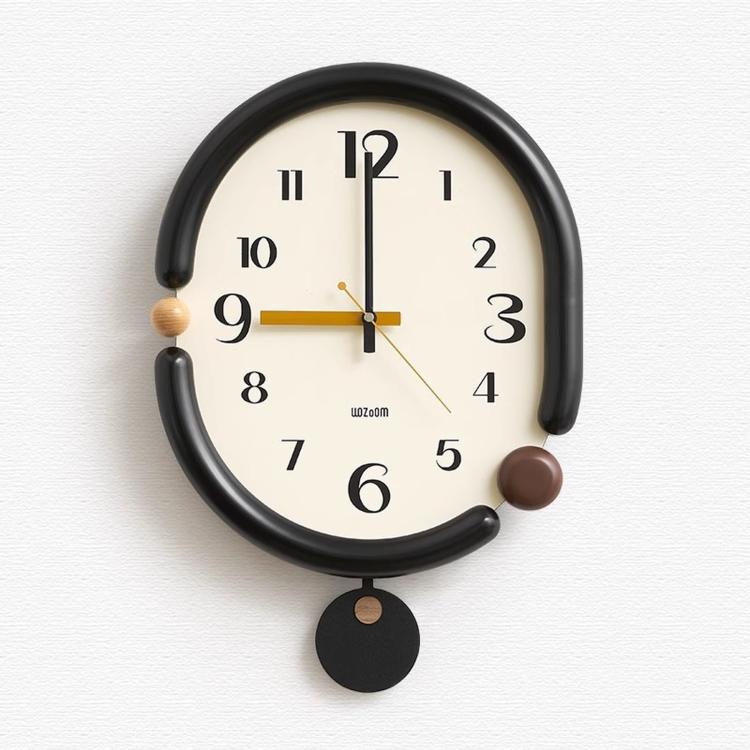 wozoom Orologio da parete ovale retrò, silenzioso, decorativo, al quarzo, Minimalist Black, 3D Design Aluminum Hands Brown, 3D Design Aluminum Hands Black, 3D Design Wooden Hands Black, 3D Design Wooden Hands Brown, 3D Design Wooden Hands Red          ...