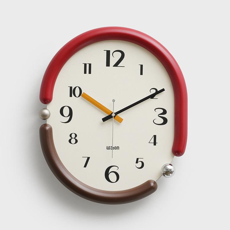 wozoom Orologio da parete ovale retrò, silenzioso, decorativo, al quarzo, Minimalist Black, 3D Design Aluminum Hands Brown, 3D Design Aluminum Hands Black, 3D Design Wooden Hands Black, 3D Design Wooden Hands Brown, 3D Design Wooden Hands Red          ...
