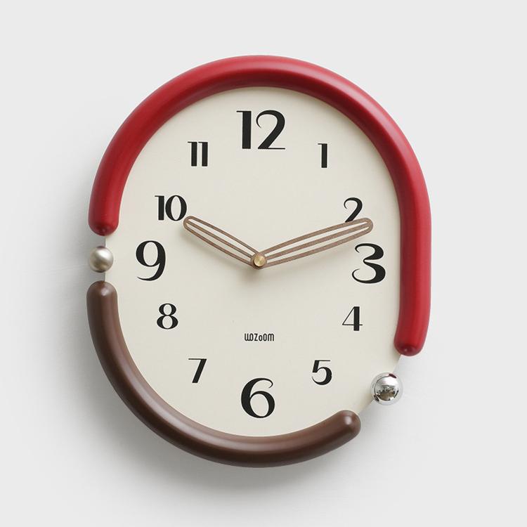 wozoom Orologio da parete ovale retrò, silenzioso, decorativo, al quarzo, Minimalist Black, 3D Design Aluminum Hands Brown, 3D Design Aluminum Hands Black, 3D Design Wooden Hands Black, 3D Design Wooden Hands Brown, 3D Design Wooden Hands Red          ...