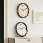 wozoom Orologio da parete ovale retrò, silenzioso, decorativo, al quarzo, Minimalist Black, 3D Design Aluminum Hands Brown, 3D Design Aluminum Hands Black, 3D Design Wooden Hands Black, 3D Design Wooden Hands Brown, 3D Design Wooden Hands Red          ...