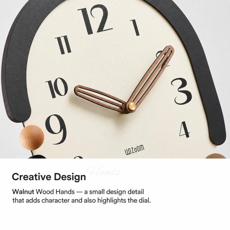 wozoom Orologio da parete ovale retrò, silenzioso, decorativo, al quarzo, Minimalist Black, 3D Design Aluminum Hands Brown, 3D Design Aluminum Hands Black, 3D Design Wooden Hands Black, 3D Design Wooden Hands Brown, 3D Design Wooden Hands Red          ...