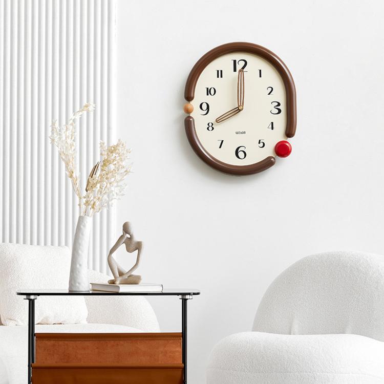 wozoom Orologio da parete ovale retrò, silenzioso, decorativo, al quarzo, Minimalist Black, 3D Design Aluminum Hands Brown, 3D Design Aluminum Hands Black, 3D Design Wooden Hands Black, 3D Design Wooden Hands Brown, 3D Design Wooden Hands Red          ...