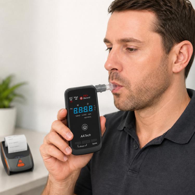 Rilevatore elettrochimico di alcol ad alta precisione con stampante wireless, spina europea.