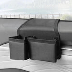 Portabicchieri multifunzionale per auto, pieghevole, con vano portaoggetti laterale per finestrino e portiera., Oxford Fabric Black, Leather Black, Leather Grey, Leather Beige, Leather Red