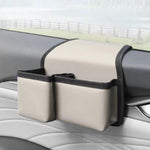 Portabicchieri multifunzionale per auto, pieghevole, con vano portaoggetti laterale per finestrino e portiera., Oxford Fabric Black, Leather Black, Leather Grey, Leather Beige, Leather Red
