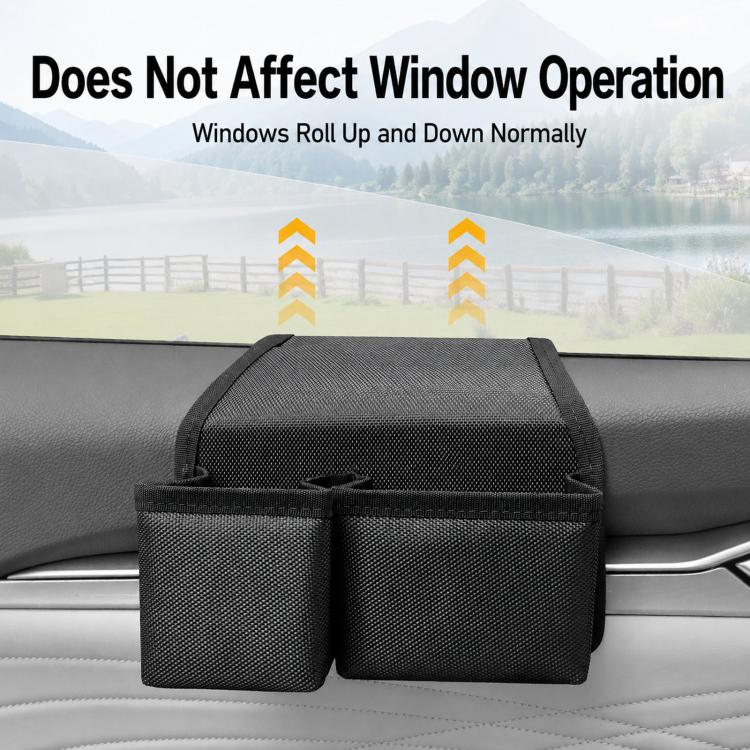 Portabicchieri multifunzionale per auto, pieghevole, con vano portaoggetti laterale per finestrino e portiera., Oxford Fabric Black, Leather Black, Leather Grey, Leather Beige, Leather Red