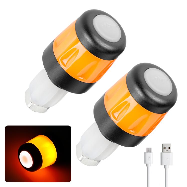 Luci di segnalazione a LED ricaricabili tramite USB per manubrio di bicicletta, compatibili con manopole da 22 mm.