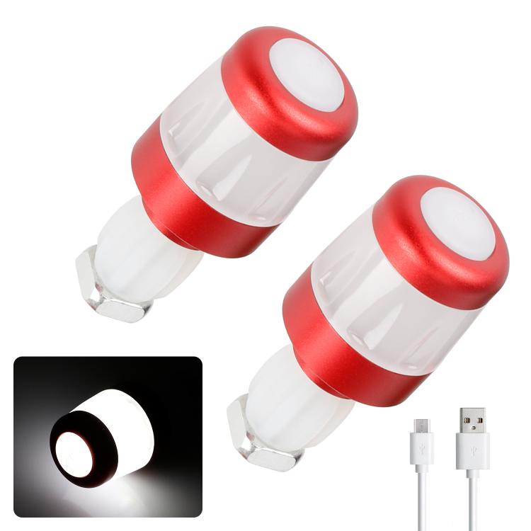 Luci di segnalazione a LED ricaricabili tramite USB per manubrio di bicicletta, compatibili con manopole da 22 mm.