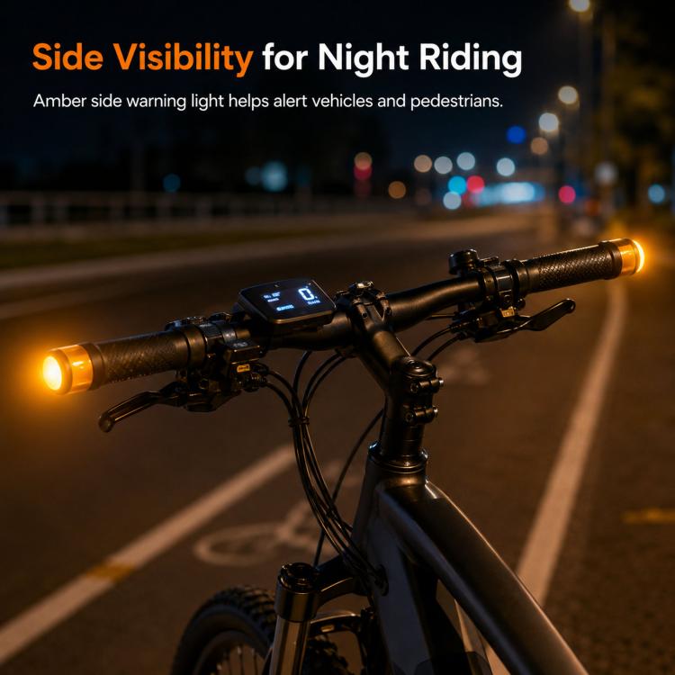 Luci di segnalazione a LED ricaricabili tramite USB per manubrio di bicicletta, compatibili con manopole da 22 mm.