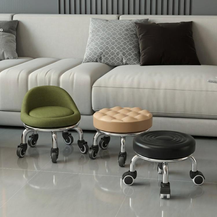Sgabello basso con ruote, piccolo sgabello girevole con ruote, 22cm Ripple Casters Black, 22cm Ripple Casters Red, 22cm Ripple Casters Blue, 22cm Bread Bearing Wheels Black, 22cm Bread Bearing Wheels Brown, 22cm Bread Bearing Wheels Gold               ...