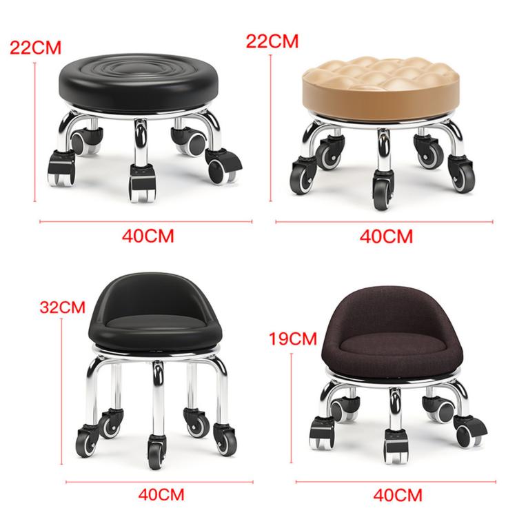Sgabello basso con ruote, piccolo sgabello girevole con ruote, 22cm Ripple Casters Black, 22cm Ripple Casters Red, 22cm Ripple Casters Blue, 22cm Bread Bearing Wheels Black, 22cm Bread Bearing Wheels Brown, 22cm Bread Bearing Wheels Gold               ...