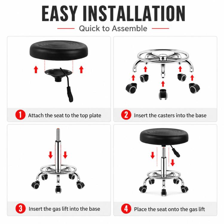 Sgabello da bar girevole regolabile con sistema idraulico e poggiapiedi., 42-54cm Stationary Glides Black, 42-54cm Stationary Glides Red, 42-54cm Stationary Glides Blue, 45-57cm Swivel Casters Black, 45-57cm Swivel Casters Black Red                    ...