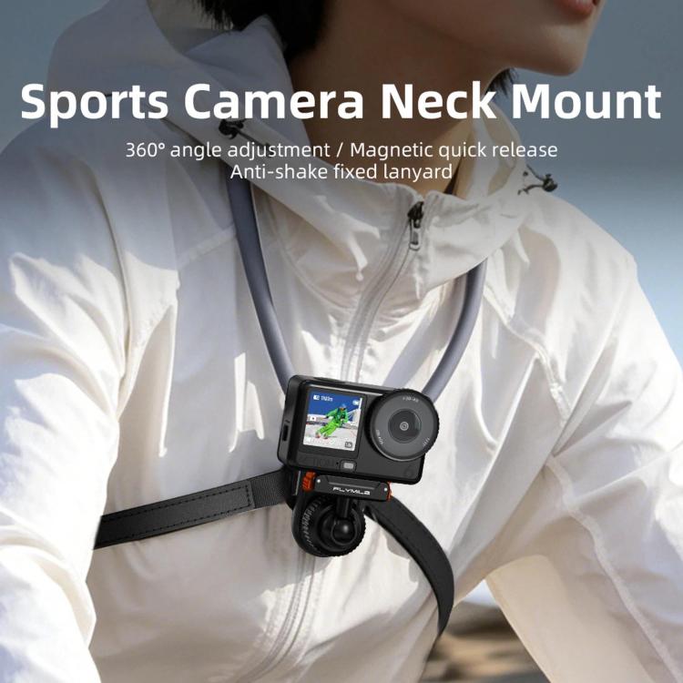 Flymile - Scatto in prima persona - Supporto per il collo magnetico a sgancio rapido, For DJI Osmo Action 3 / 4 / 5 Pro / 6, For Insta360 Ace / Ace Pro 2 / X5, Universal Action Camera Two-Claw