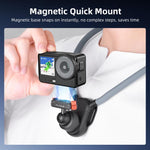 Flymile - Scatto in prima persona - Supporto per il collo magnetico a sgancio rapido, For DJI Osmo Action 3 / 4 / 5 Pro / 6, For Insta360 Ace / Ace Pro 2 / X5, Universal Action Camera Two-Claw
