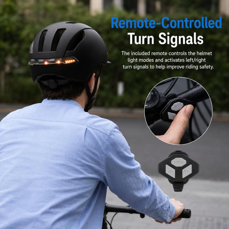 Casco intelligente per bici con indicatori di direzione a LED, ricaricabile, ideale per scooter elettrici, biciclette e skateboard.