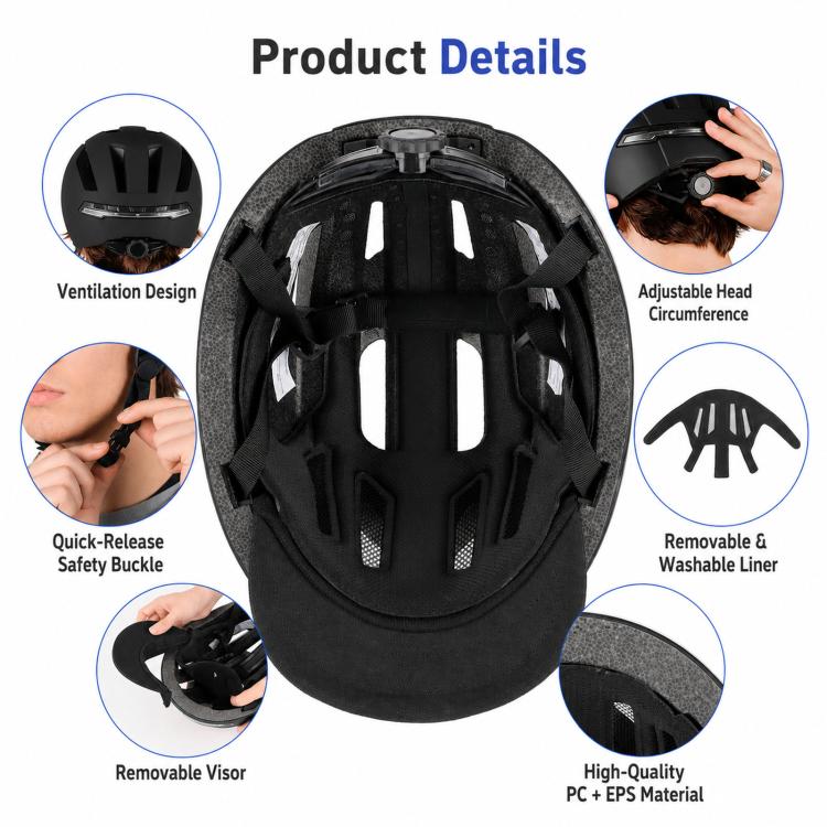 Casco intelligente per bici con indicatori di direzione a LED, ricaricabile, ideale per scooter elettrici, biciclette e skateboard.