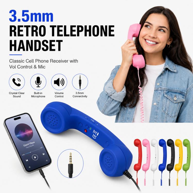Ricevitore per cellulare retrò da 3,5 mm con controllo del volume e microfono