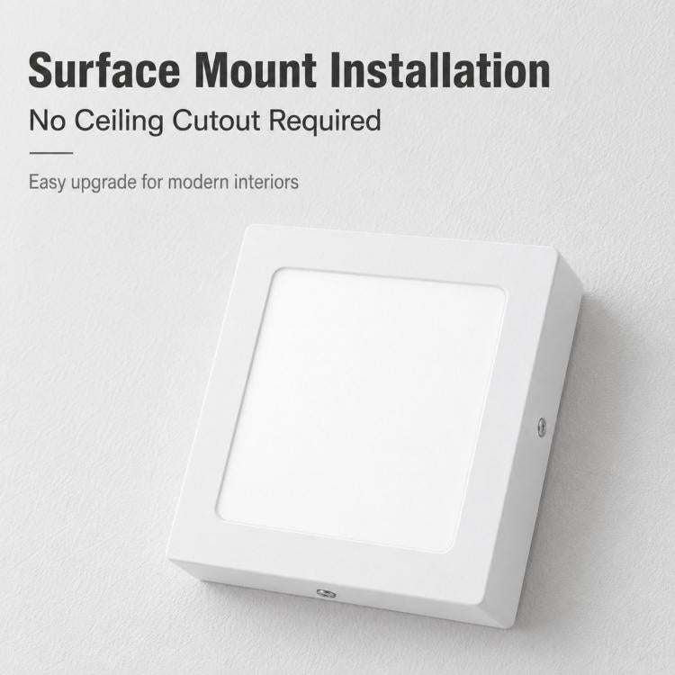 Plafoniera a pannello LED ultrasottile da 6500K, montaggio a superficie, interamente in plastica, a filo soffitto., 12W Round, 18W Round, 24W Round, 30W Round, 12W Square, 18W Square, 24W Square, 30W Square