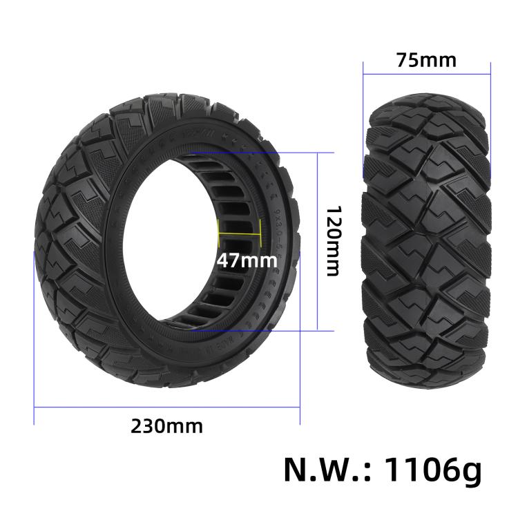 Pneumatico pieno ULIP 9x3.0-5.5 per monopattino elettrico Kukirin G2 Pro, battistrada diamantato, ricambio per fuoristrada.