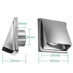 Coperchio della valvola di ritegno esterna a parete per uscita aria asciugatrice in acciaio inox quadrato, 4-inch 100mm With Insect Netting, 5-inch 125mm With Insect Netting, 6-inch 150mm With Insect Netting, 4-inch 100mm Without Insect Netting        ...