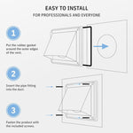 Coperchio della valvola di ritegno esterna a parete per uscita aria asciugatrice in acciaio inox quadrato, 4-inch 100mm With Insect Netting, 5-inch 125mm With Insect Netting, 6-inch 150mm With Insect Netting, 4-inch 100mm Without Insect Netting        ...
