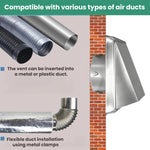 Coperchio della valvola di ritegno esterna a parete per uscita aria asciugatrice in acciaio inox quadrato, 4-inch 100mm With Insect Netting, 5-inch 125mm With Insect Netting, 6-inch 150mm With Insect Netting, 4-inch 100mm Without Insect Netting        ...