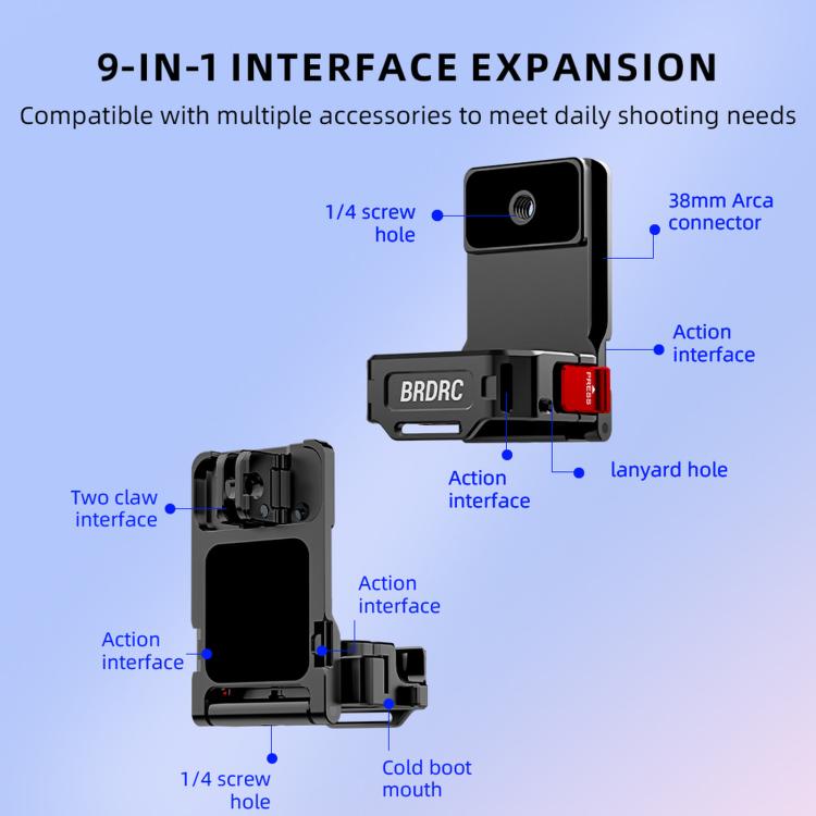 Dock di espansione magnetico multifunzionale BRDRC per DJI Osmo Pocket 4P / 4 / 3