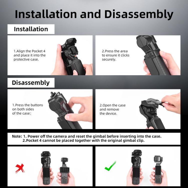 Custodia protettiva BRDRC per obiettivo e schermo del DJI Osmo Pocket 3/4, con protezione antipolvere.