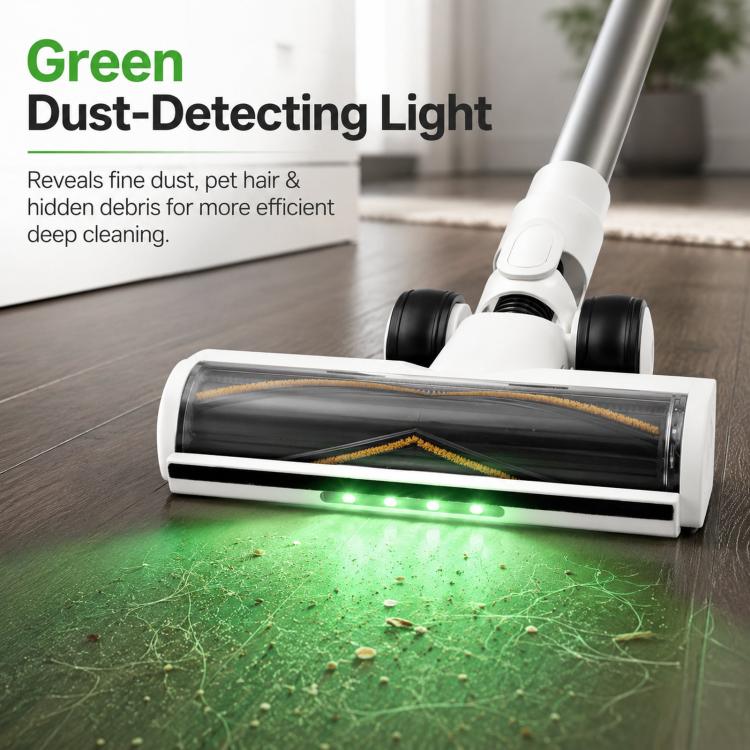 Spazzola motorizzata per pavimenti per aspirapolvere Dreame R10 / R20 / R30 / T10 / T20 con luce verde per il rilevamento della polvere, White