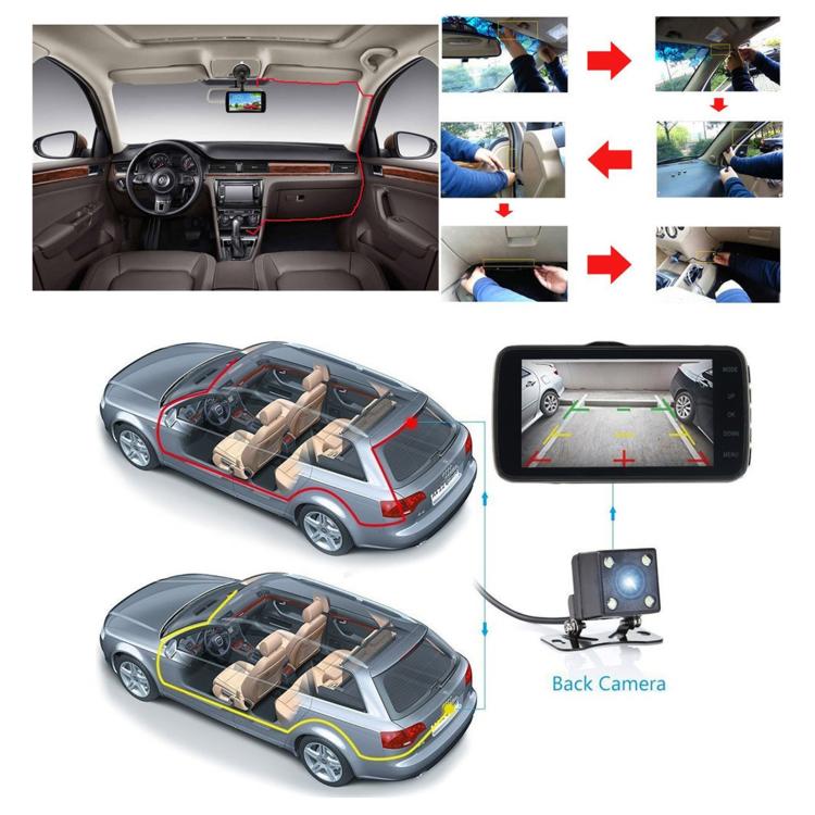 Telecamera da cruscotto A52 2K HD con visione notturna a infrarossi e connessione Wi-Fi., Front+Left+Inner+Right, Front+Left+Inner+Right+Rear