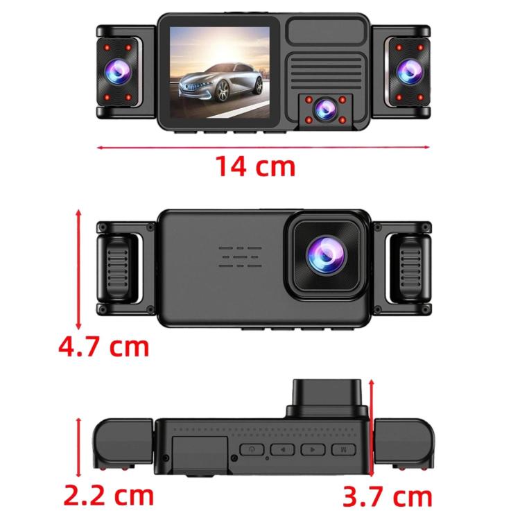 Telecamera da cruscotto A52 2K HD con visione notturna a infrarossi e connessione Wi-Fi., Front+Left+Inner+Right, Front+Left+Inner+Right+Rear