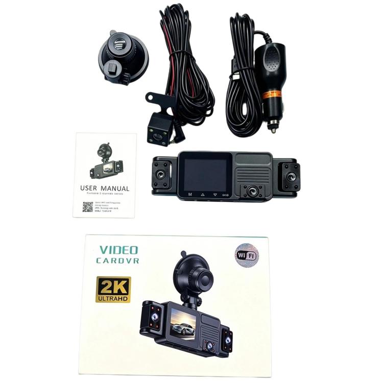 Telecamera da cruscotto A52 2K HD con visione notturna a infrarossi e connessione Wi-Fi., Front+Left+Inner+Right, Front+Left+Inner+Right+Rear