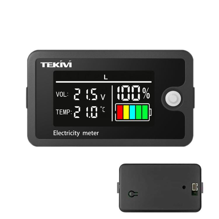 TEKM Voltmetro universale a due fili con display LCD e display digitale da 8-100 V per batterie., Standard, Waterproof, Waterproof + Stand, Waterproof + Stand + Base
