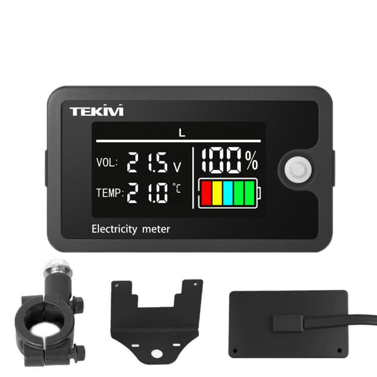 TEKM Voltmetro universale a due fili con display LCD e display digitale da 8-100 V per batterie., Standard, Waterproof, Waterproof + Stand, Waterproof + Stand + Base