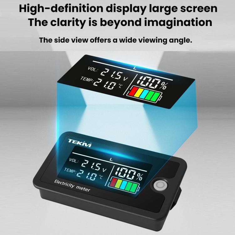 TEKM Voltmetro universale a due fili con display LCD e display digitale da 8-100 V per batterie., Standard, Waterproof, Waterproof + Stand, Waterproof + Stand + Base