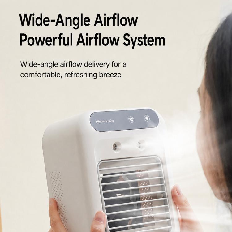 Mini raffrescatore d'aria domestico, ventilatore da tavolo con funzione di nebulizzazione e umidificazione., L7