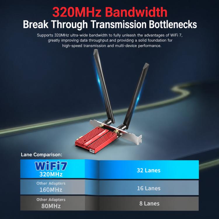 Adattatore wireless desktop tri-band WiFi 7 PCIe COMFAST CF-BE930 Pro BE9300 con Bluetooth 5.4 e scheda BE9300., CF-BE930 Pro