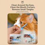 Mini pettine per viso e occhi di animali domestici, denti fini da 0,35 mm, pettine antipulci con perni di sicurezza curvi in metallo.