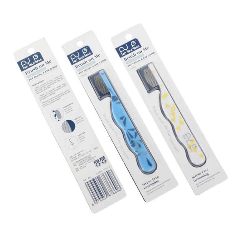 Mini pettine per viso e occhi di animali domestici, denti fini da 0,35 mm, pettine antipulci con perni di sicurezza curvi in metallo.