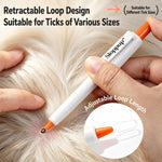Sloppup Rimuovi zecche retrattile a forma di lazo, sicuro e senza sostanze chimiche, per cani e gatti., Orange White
