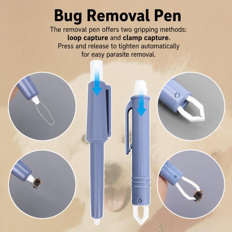 Kit per la rimozione delle zecche dagli animali domestici, composto da 10 pezzi, con lente d'ingrandimento, pinzette, penna a lazo e pettine per pulci., 10-Piece Kit