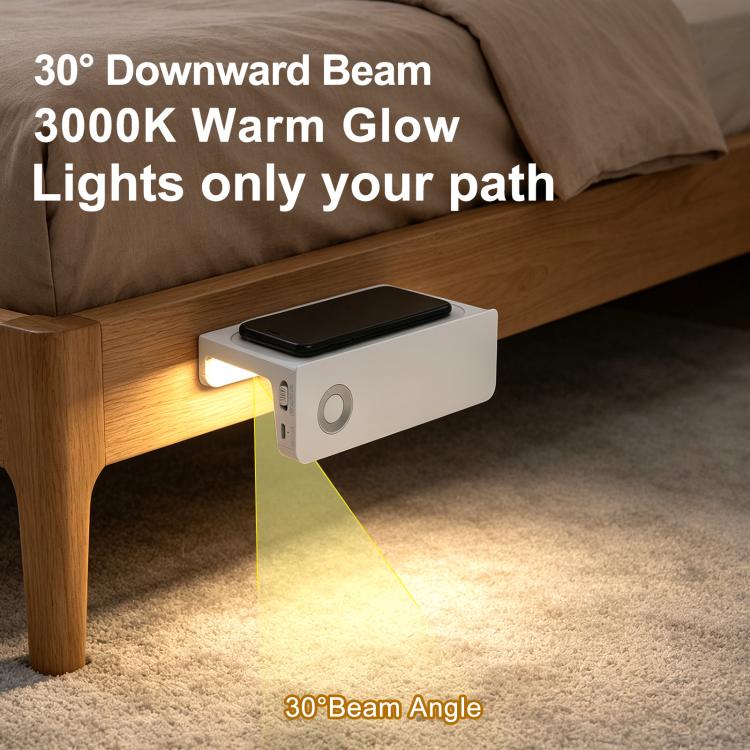 Lampada notturna a LED ricaricabile 2 in 1 con sensore di movimento e supporto per telefono, ideale per il bagno.