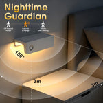 Lampada notturna a LED ricaricabile 2 in 1 con sensore di movimento e supporto per telefono, ideale per il bagno.