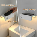 Lampada notturna a LED ricaricabile 2 in 1 con sensore di movimento e supporto per telefono, ideale per il bagno.