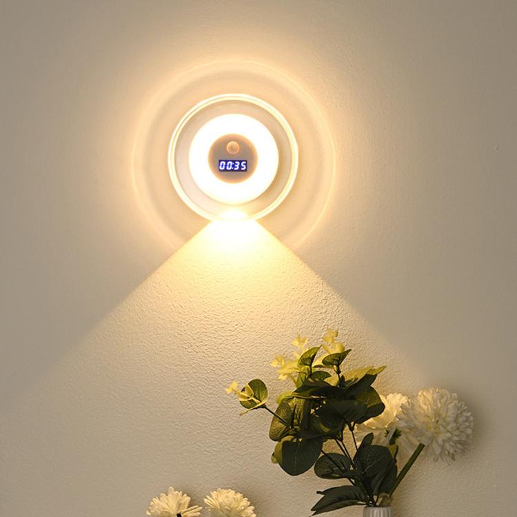 DMS-A2501 Orologio intelligente con telecomando, lampada da parete con sensore di movimento, luce notturna per camera da letto e comodino, DMS-A2501